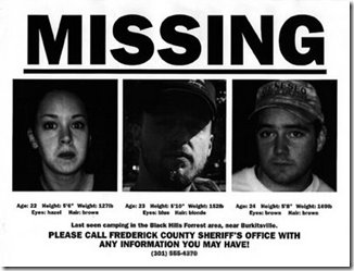 Flyer Desaparecidos Bruja de Blair